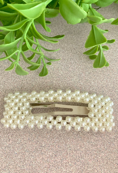pearl rectangle hair clip