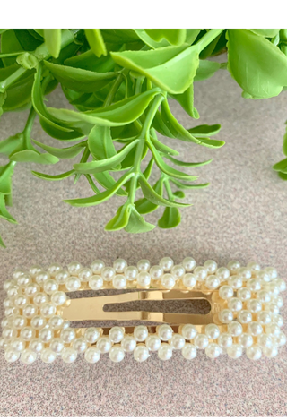 pearl rectangle hair clip