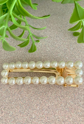 pearl rectangle hair clip