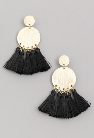 tassel coin earrings in black