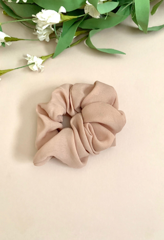beige chiffon scrunchie