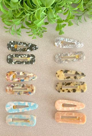 Marbled hair clip sets