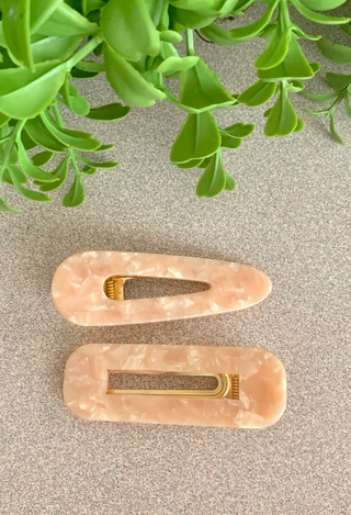 Blush hair clip set