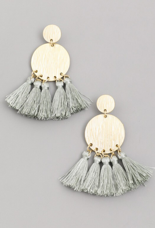 Tassel coin earrings in grey