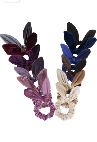 velvet bunny ear scrunchies