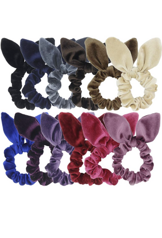 Velvet Bunny Hair Scrunchies iin lots of colors