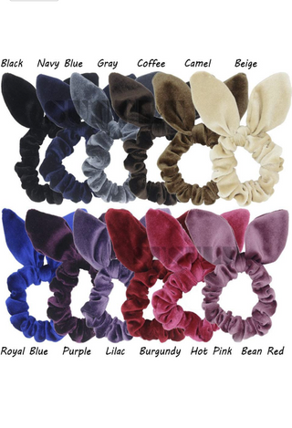 velvet bunny ear scrunchies
