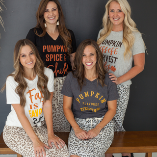fall graphic tees with 4 girls