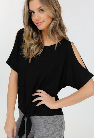 black cold shoulder top