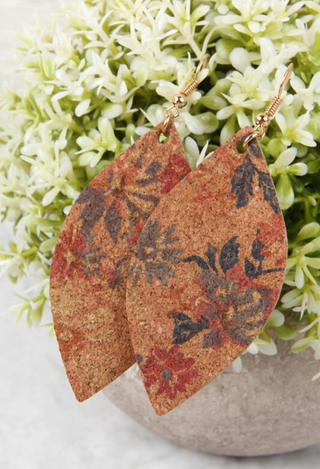 Vintage Flower Earrings in tan
