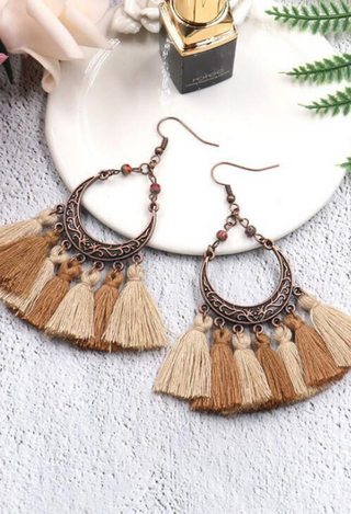 Boho Chic Earrings in tan