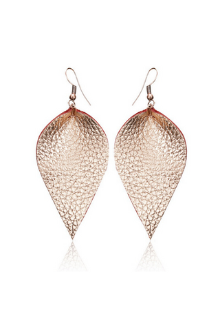 rose gold Faux leather teardrop earrings