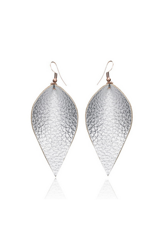 silver Faux leather teardrop earrings