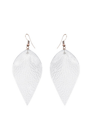 white Faux leather teardrop earrings