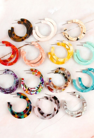 Marble Hoop Earrings in mutiple colors