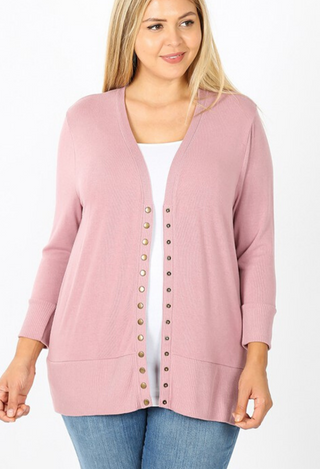 Dusty rose cardigan plus size with jeans