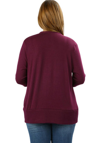 Plus size plum cardigan