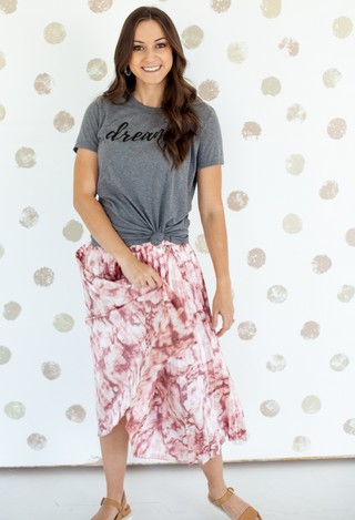 Marbled Midi Skirt in pink