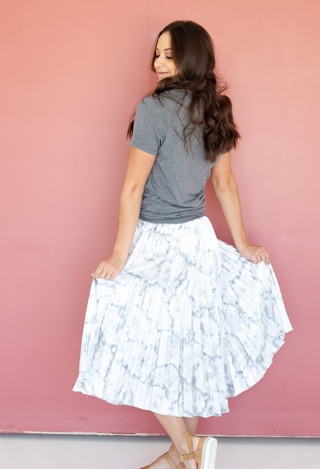 Marbled Midi Skirt with grey tee