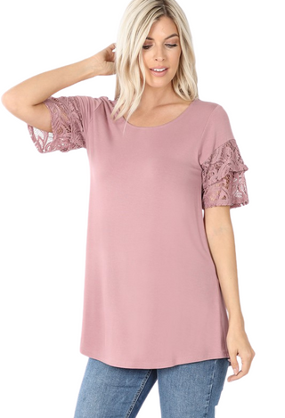 venice lace top in rose plus size