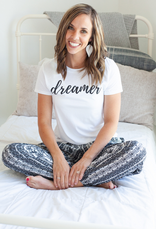 black & white Bohemian Jogger with white tee