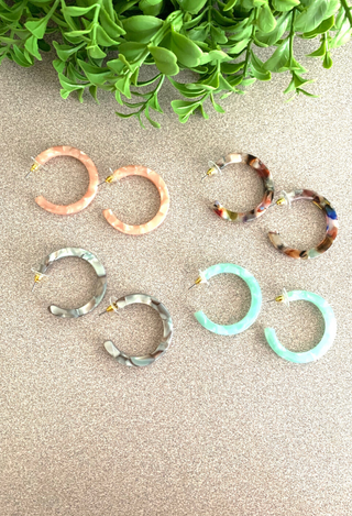 Marble Hoops in blush, grey, mint and multi color