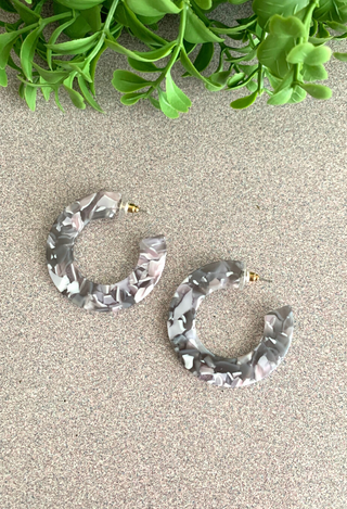 Grey Marbled Earrings
