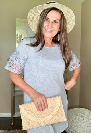Venice Lace Top grey heather