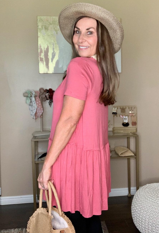 Kacie Ruffle Bottom Top in rose