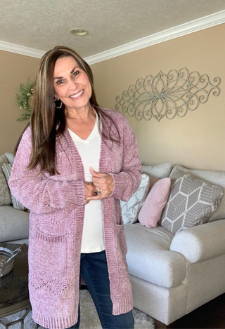 mauve caridgan - meet me in the park cardigan