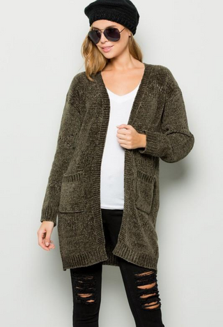 meet me in the park cardigan in olive