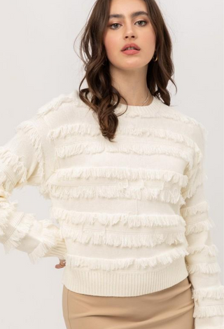 ivory fringe sweater top