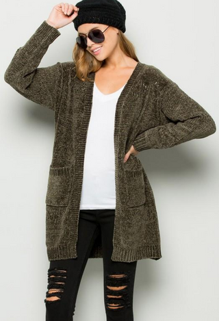 meet me in the park cardigan in olive