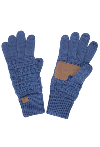 c.c. knitted touch screen gloves denim
