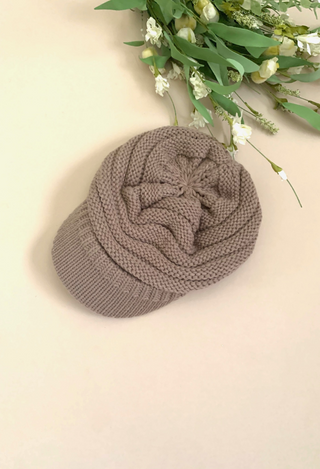 C.C. Knitted Brim Hat in taupe