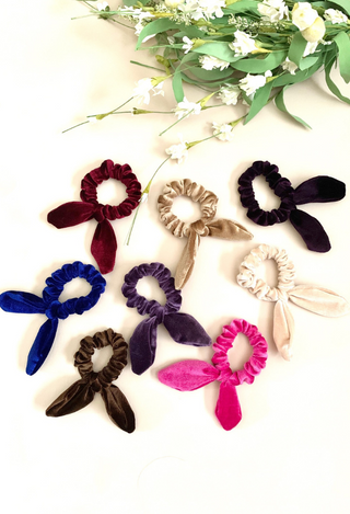 velvet Bunny Hair Scrunchies in various colors
