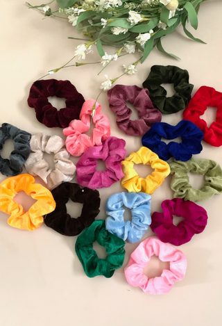 Velvet Plush Scrunchies in various colors