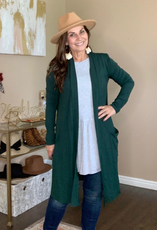 caraway duster in hunter green