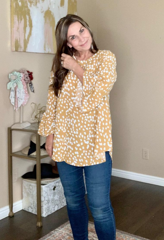 Geo Dressy Blouse with jeans