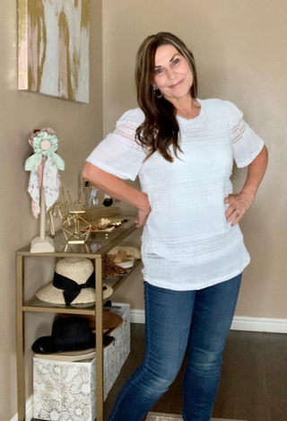 white Lace & Love Top with jeans
