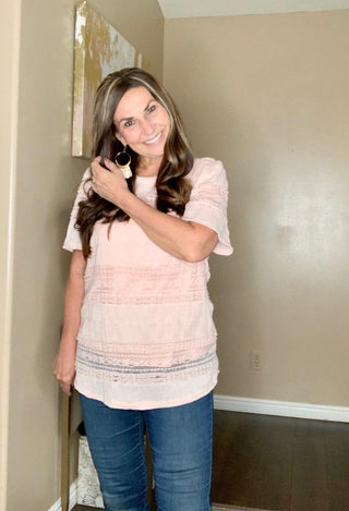 pink Lace & Love Top with jeans