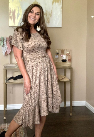 Savannah Nights Dress in taupe print