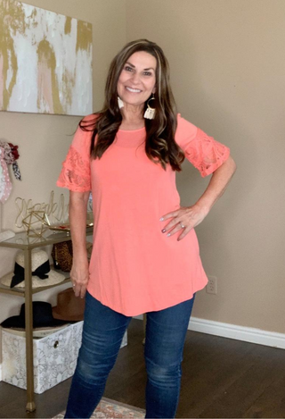Venice Lace Top coral
