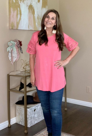 Venice Lace Top coral