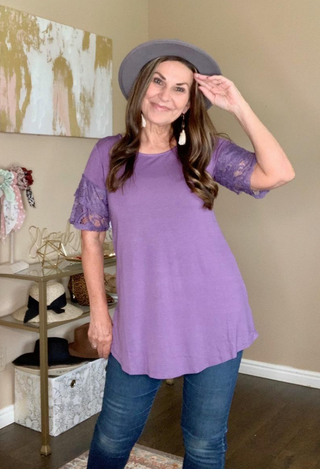 Venice Lace Top lilac grey