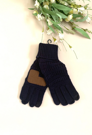 Black knitted gloves
