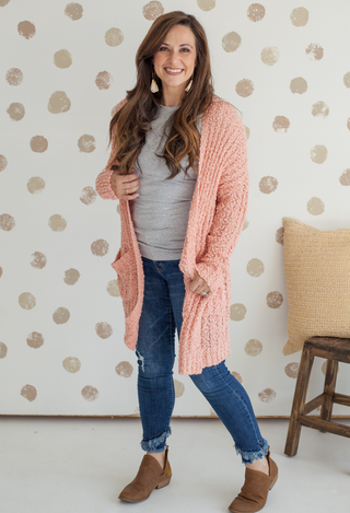 blush pink popcorn duster