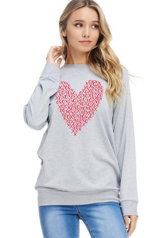 Be my valentine top in grey