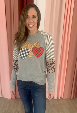 Wild hearts top in grey