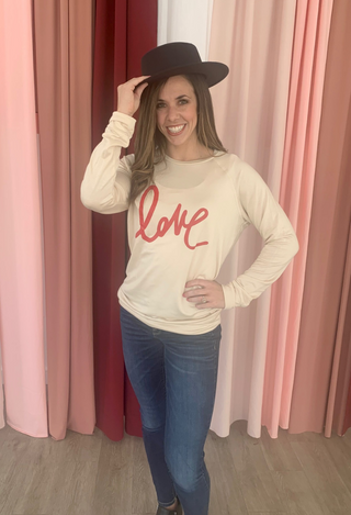 Love matters most graphic top with jeans